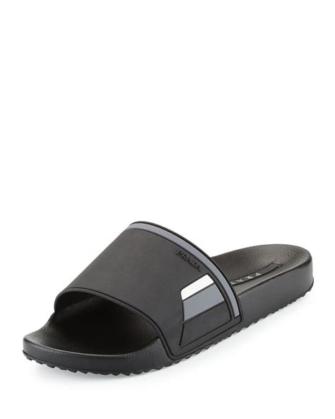 black prada slippers|prada men's slip on shoes.